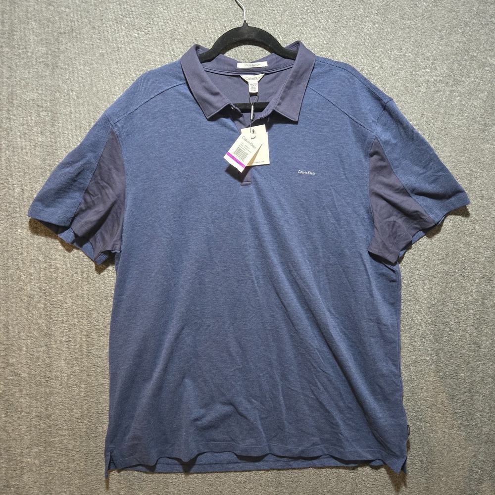 Calvin Klein Men's Short Sleeve Polo Liquid Cotton Sz 2XL Blue NWT
